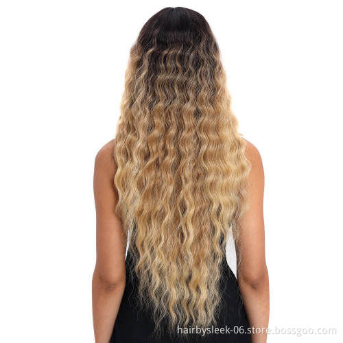 Water Wave 31inch Long Wavy Wig Noble Golden Blonde 360 lace frontal Gianna Lace Front Wig Synthetic hair wigs For Black Women